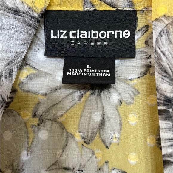 Liz Claiborne Yellow Sleeveless Tie Front Blouse - Picture 2 of 6
